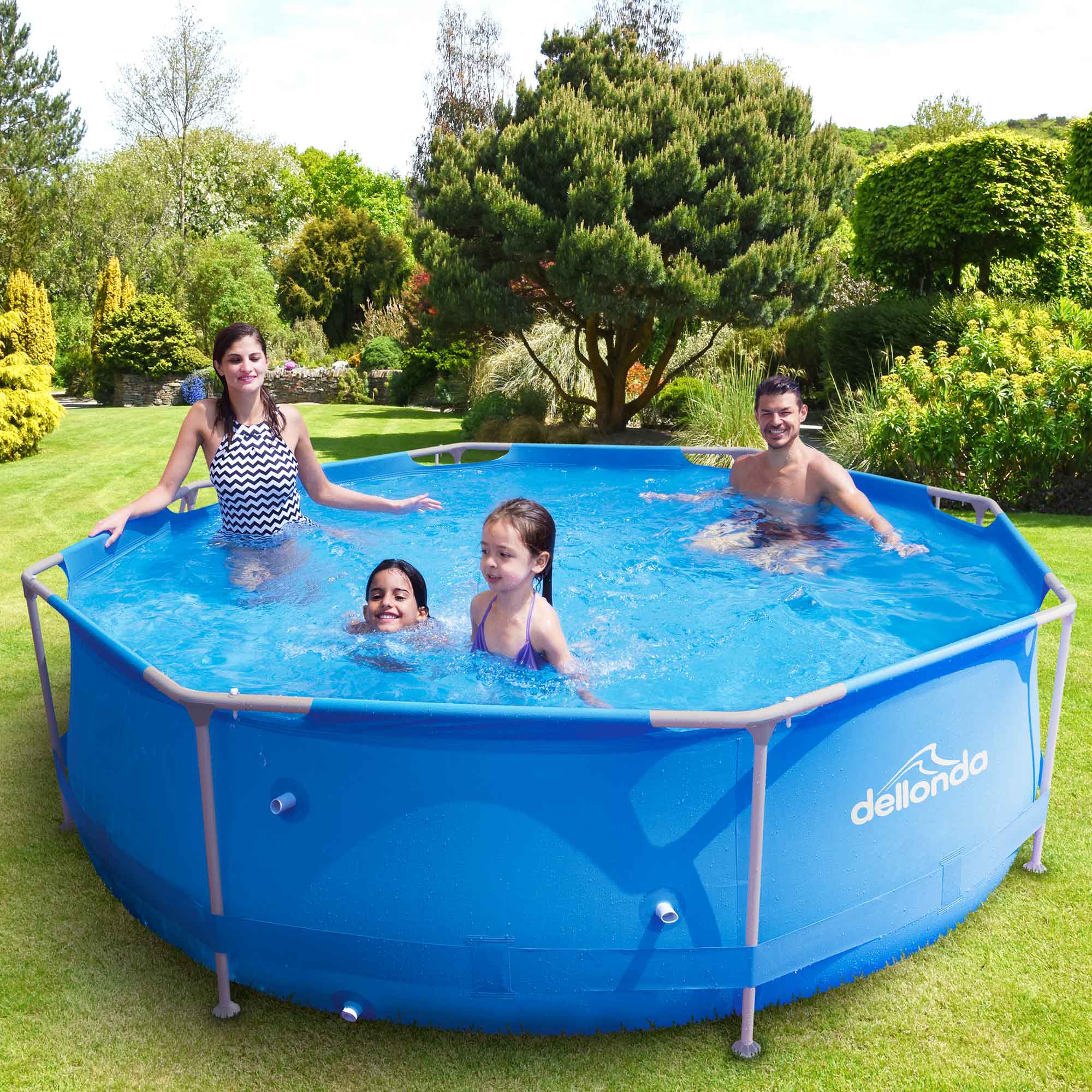 10ft Steel Frame Swimming Pool Round with Filter Pump, Blue - DL19 - Dellonda