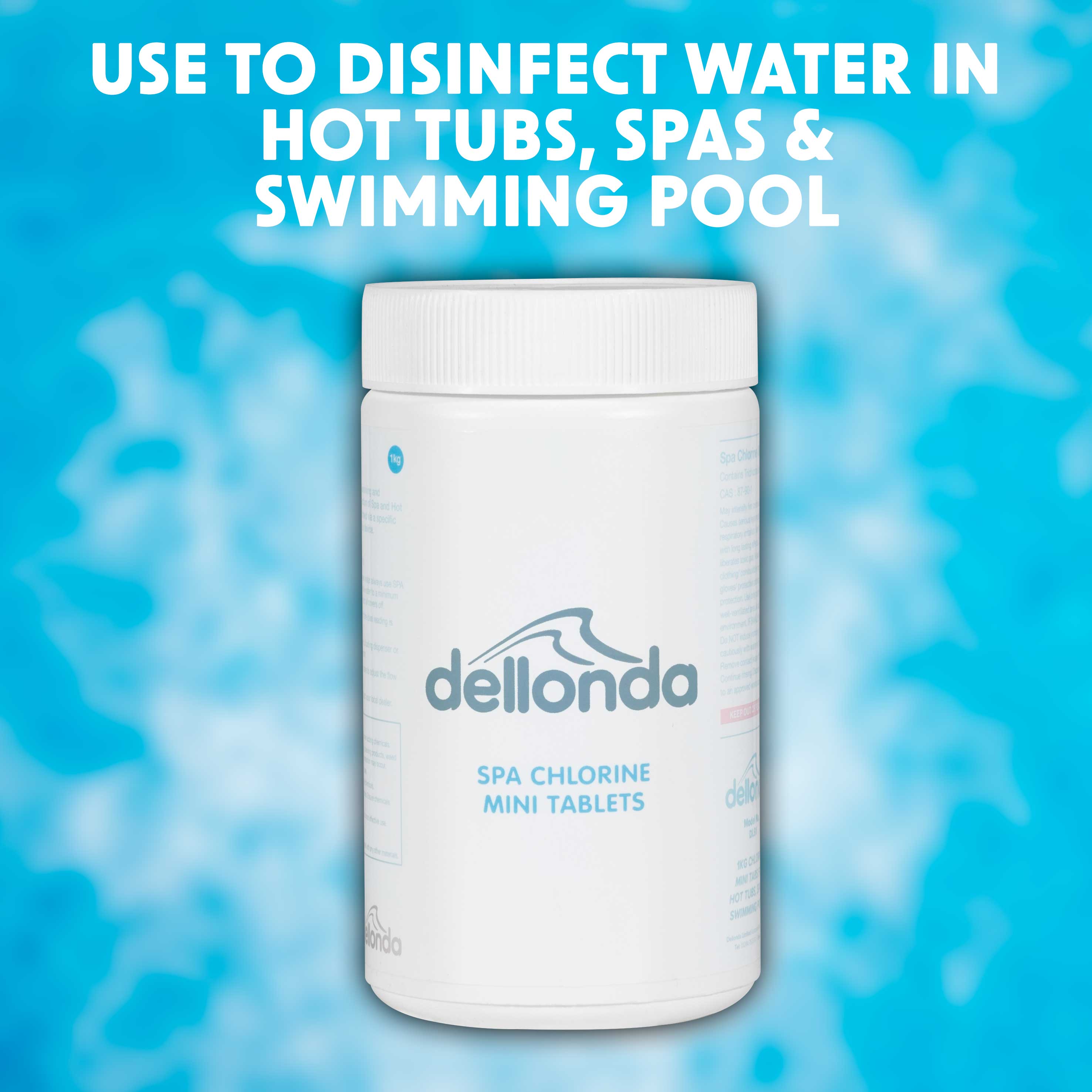 1kg Chlorine Mini Tabs for Hot Tubs, Spas & Swimming Pools - DL51 - Dellonda