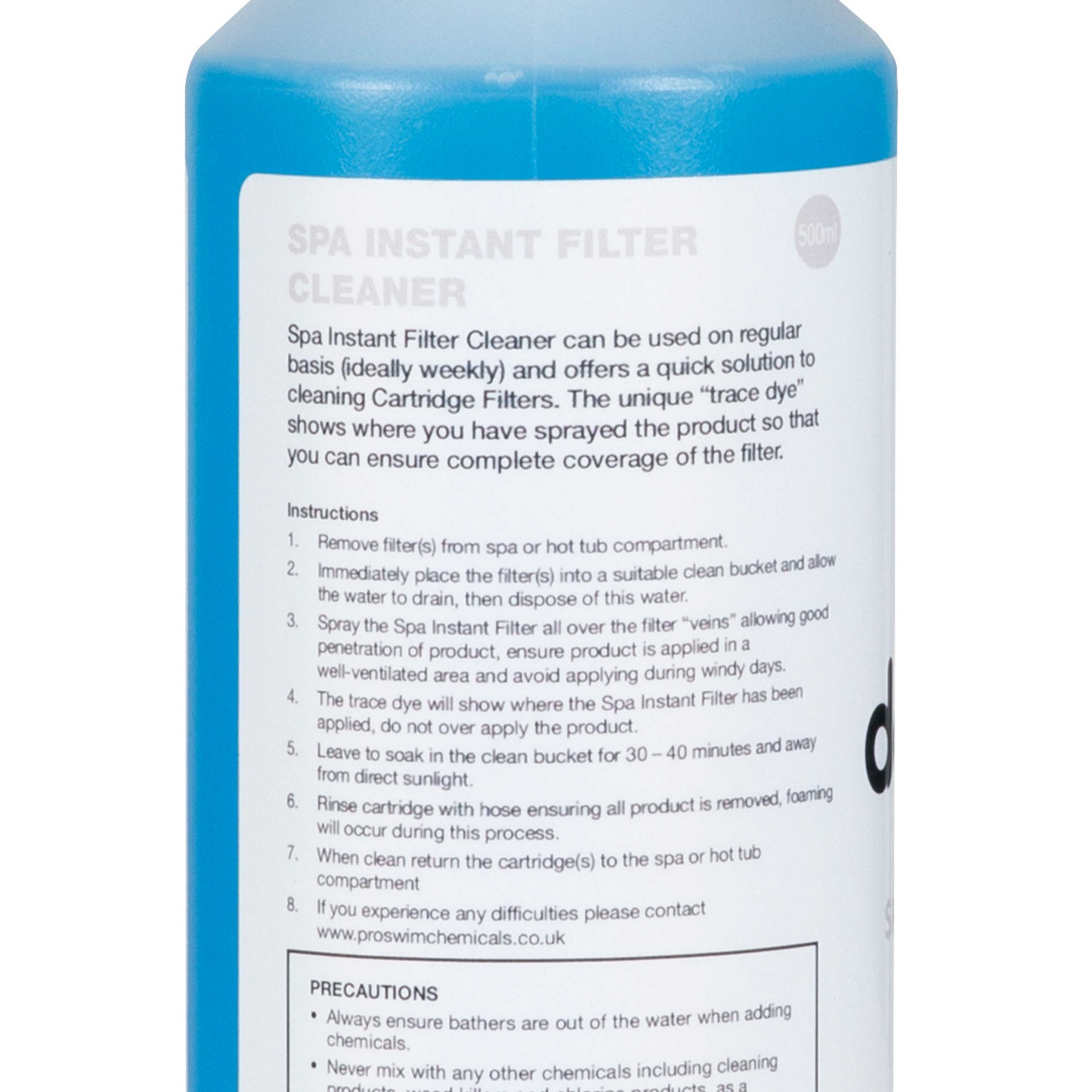 Hot Tub/Spa/Swimming Pool Instant Cartridge Filter Cleaner, 500ml - DL61