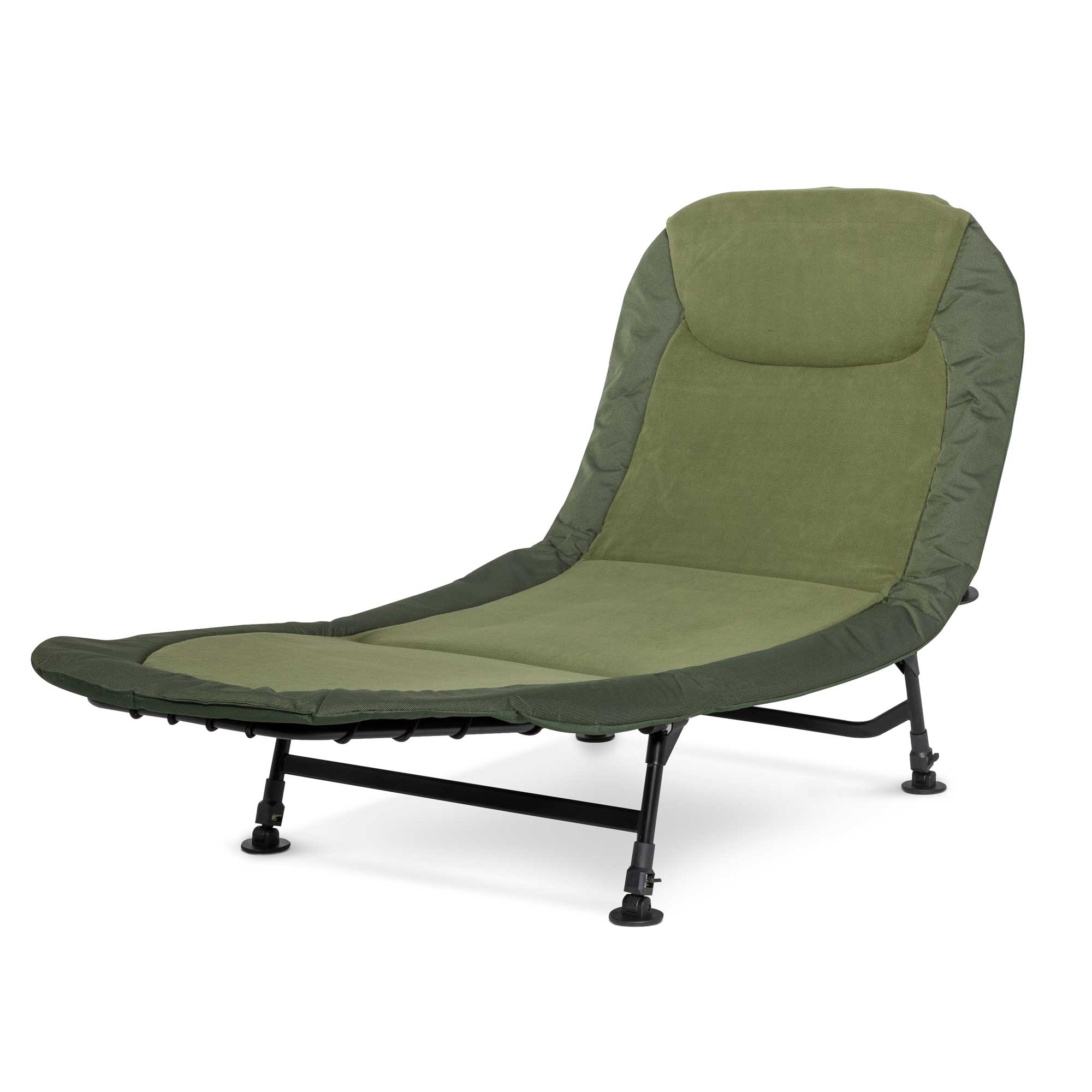 Dellonda Adjustable Fishing Bedchair Fleece Mattress & Built-In Pillow, 3 Legs & 6 Adjustable Feet - Dellonda