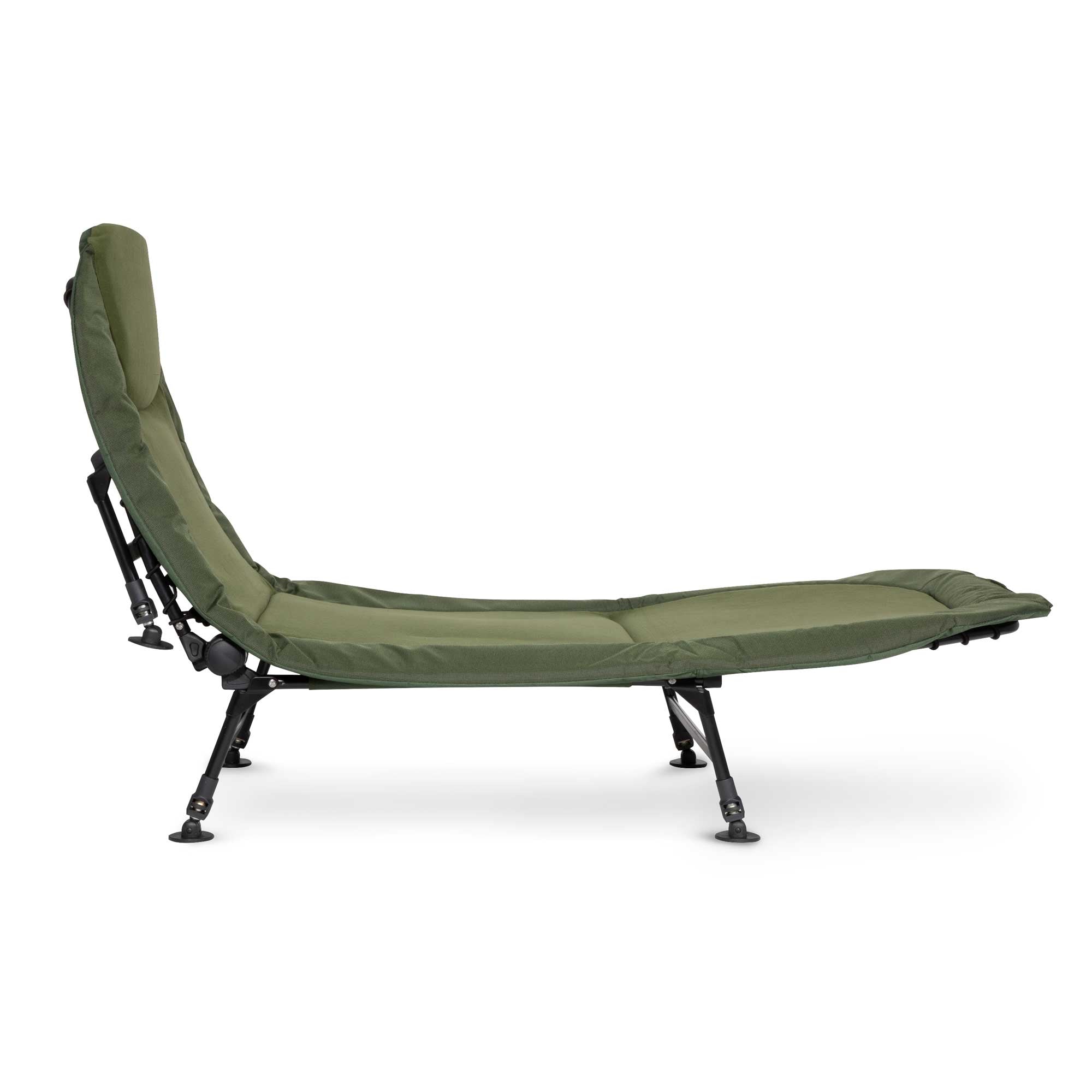Dellonda Adjustable Fishing Bedchair Fleece Mattress & Built-In Pillow, 3 Legs & 6 Adjustable Feet - Dellonda