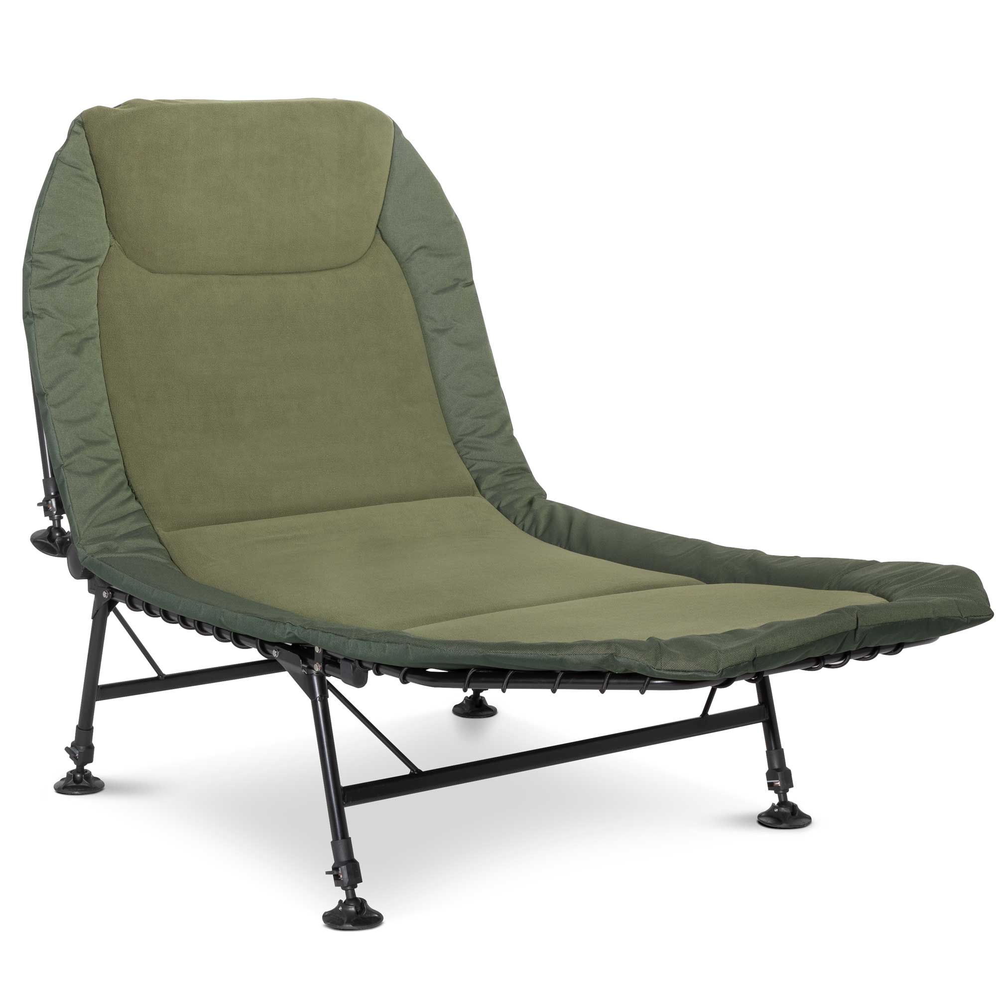 Deluxe Wide Adjustable Bedchair Fleece Mattress & Pillow 6 Adjustable Feet - DL78