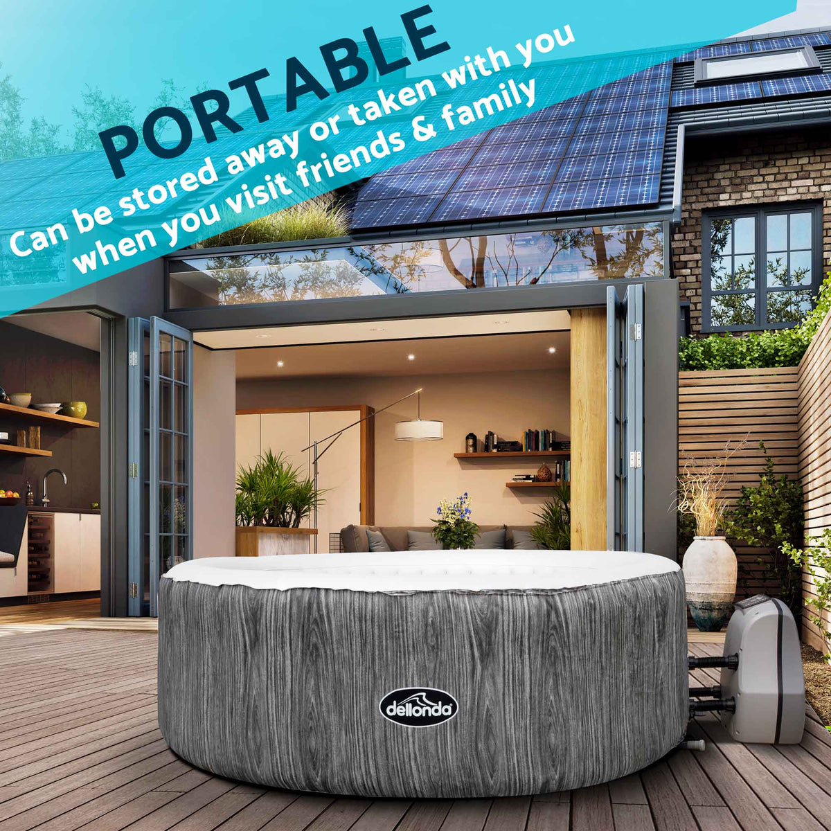 4-6 Person Inflatable Hot Tub Spa with Smart Pump - Wood Effect - DL89 -  Dellonda