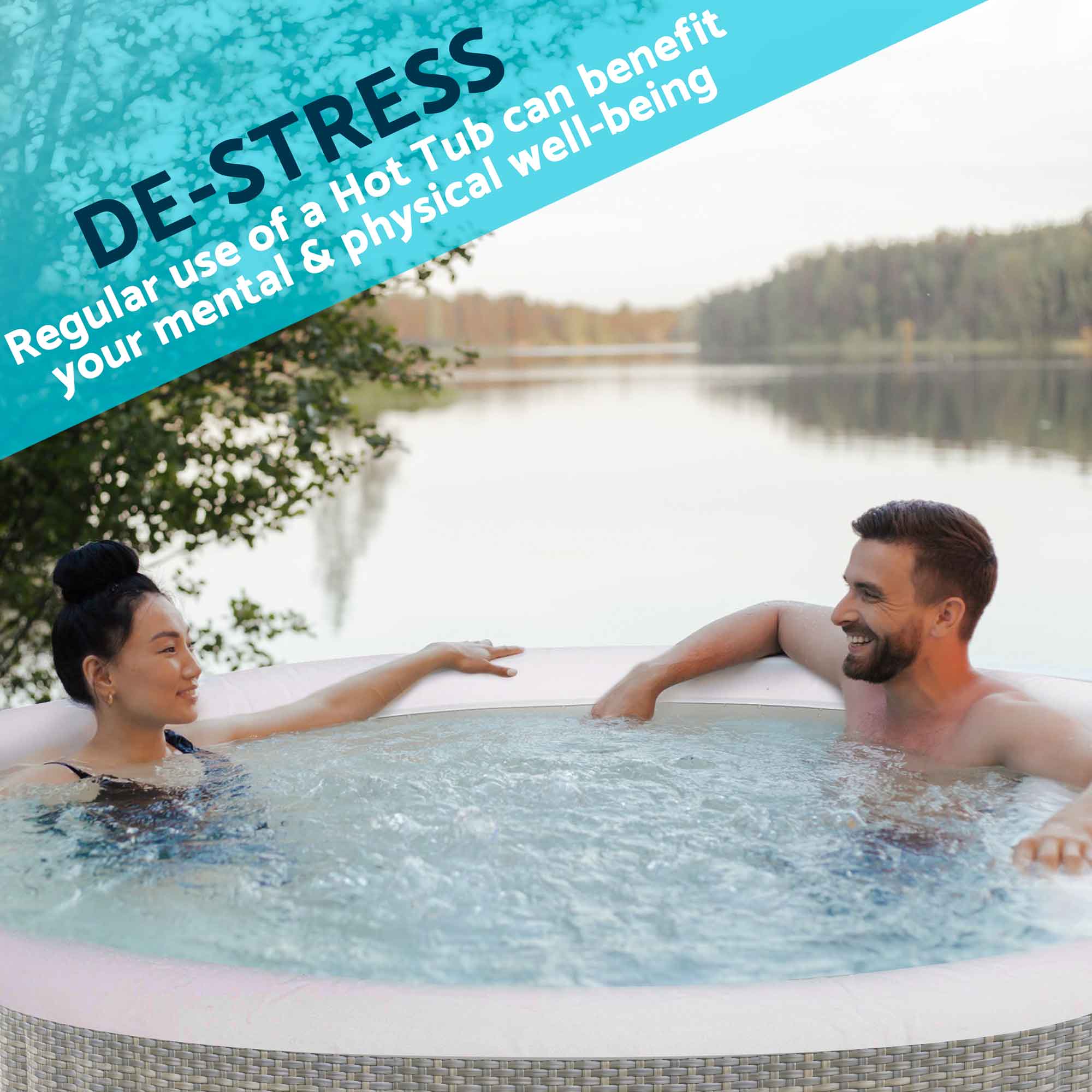 4-6 Person Inflatable Hot Tub Spa with Smart Pump - Rattan Effect - DL91 - Dellonda